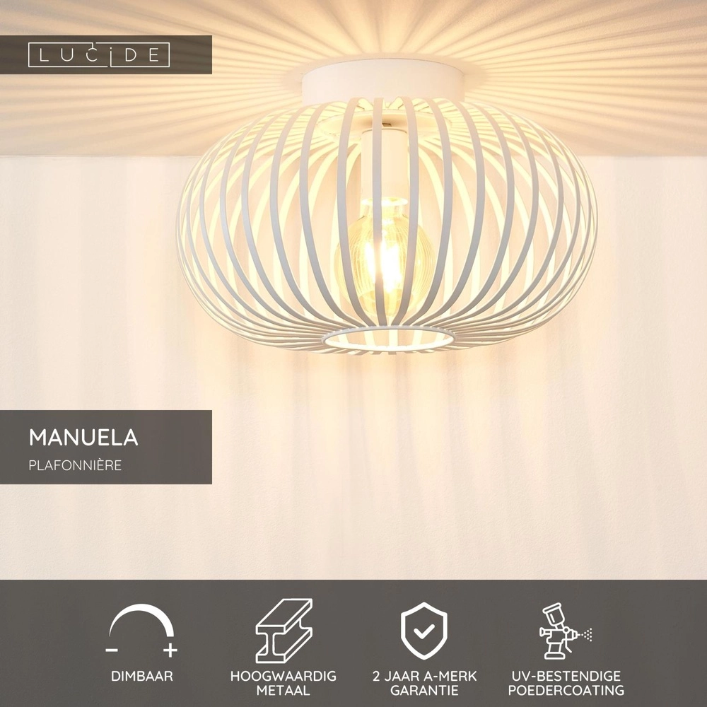 Lampe de plafond Manuela Ø 39,5cm blanc Lucide 5411212782359