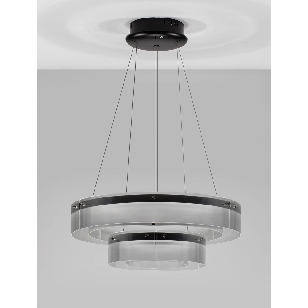 Suspension design Pauline double noir avec verre Ø 70cm Lyora 5212017445360