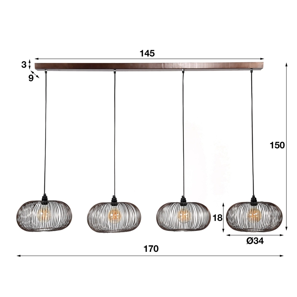 Lampe suspendue à 4 lumières Copper Ø 35 cm Lyora 8716803513266