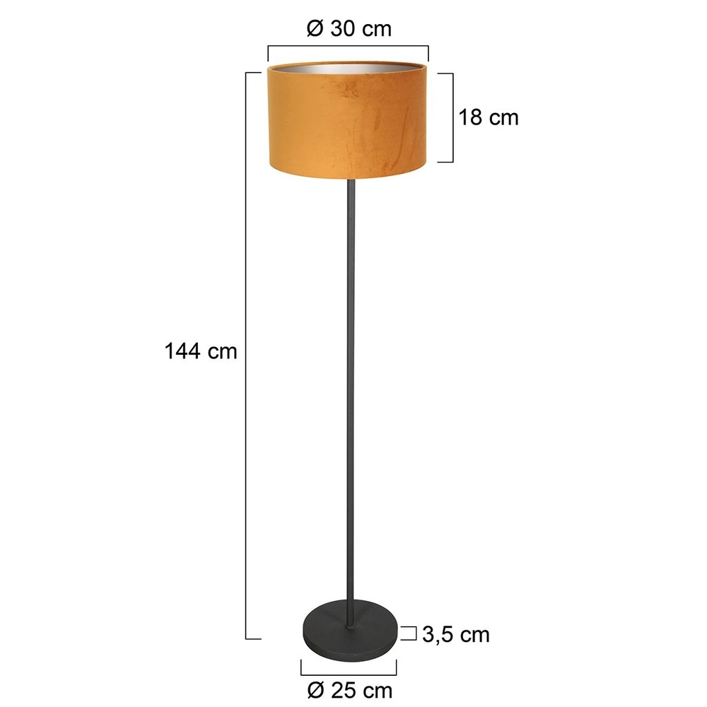 Lampadaire noir Noor avec capuchon doré Steinhauer 8712746182361
