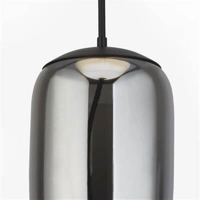 Lampe suspendue Verre Lisbon noir avec verre cylindrique fumé Searchlight 5053423190341