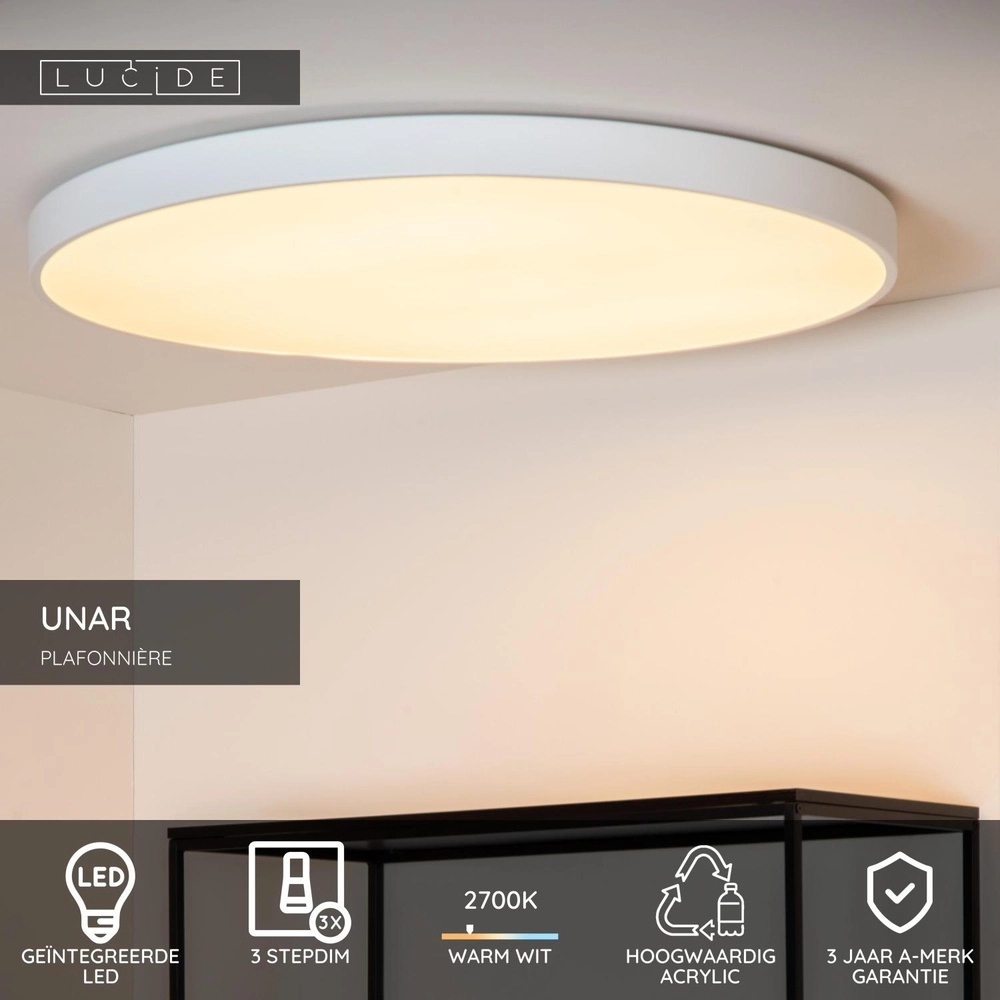 Éclairage de plafond Unar Ø 80cm - 2700K - blanc Lucide 5411212792068