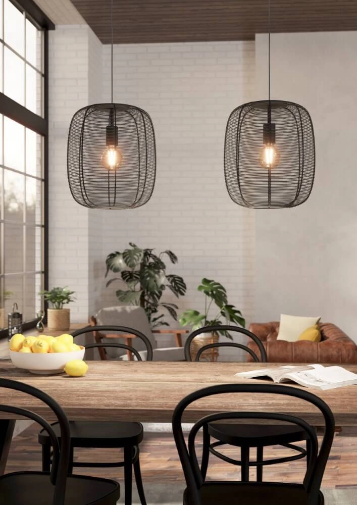 Lampe suspendue 2 lumières Rinroe conception noir Eglo 9002759439668