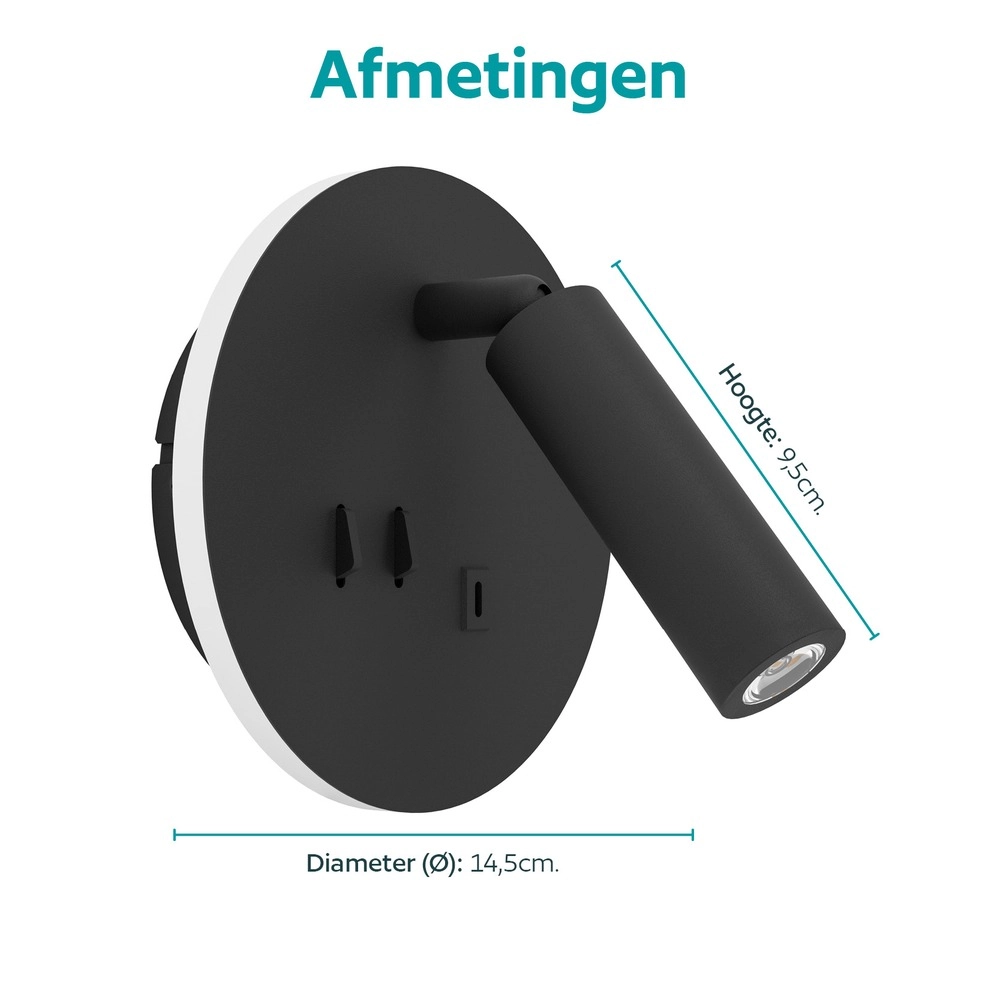 Lampe de chevet Fanzarotta 1 Rond noir Eglo 9008606356829