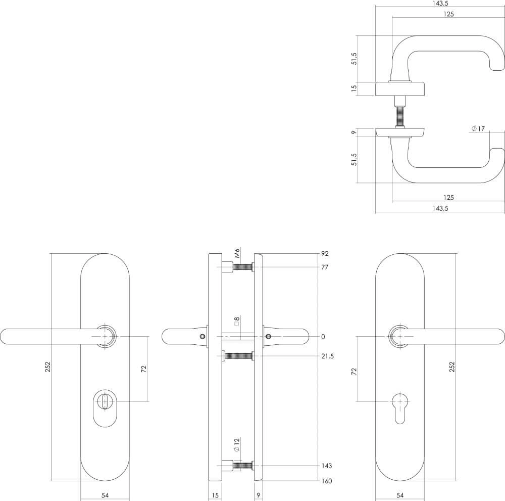 Equipements de sécurité Aurano protection anti-traction PC 72mm laiton Intersteel 8714186428245