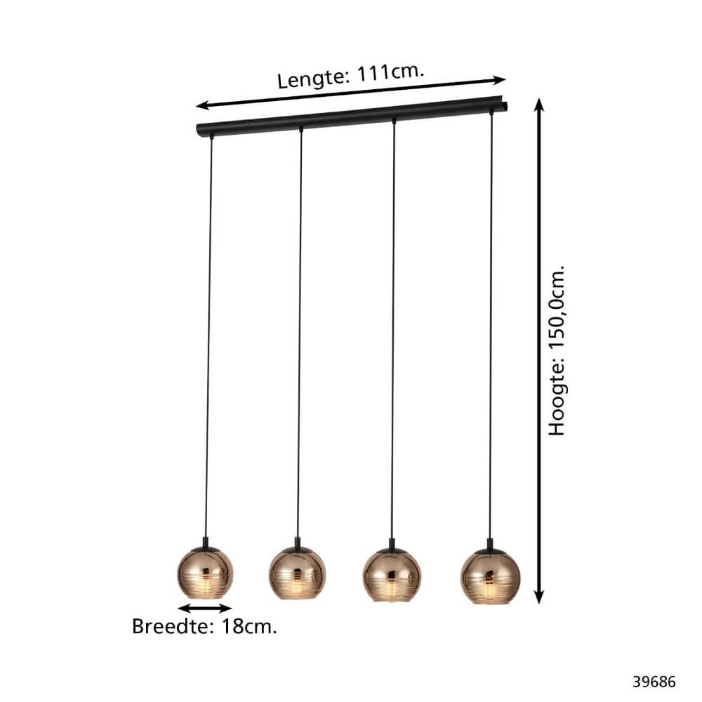 Lampe suspendue 4 lumières Lemorieta noir Stars of Light 9002759396862