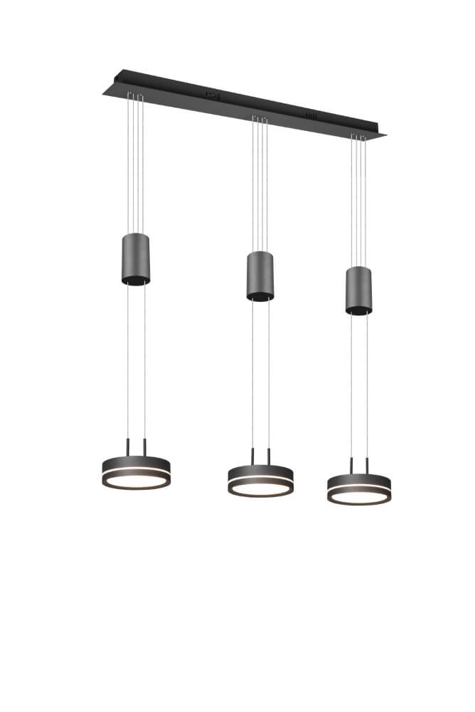 Lampe suspendue Franklin 3 lumières noir Trio 4017807510089