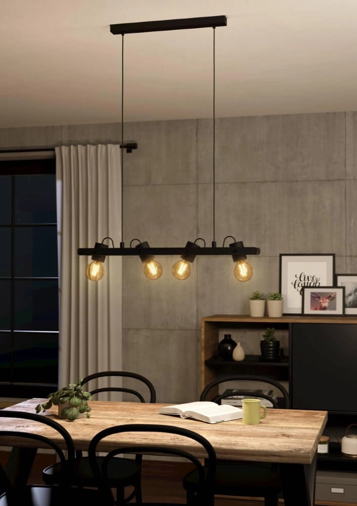 Lampe suspendue 4 lumières Plimsoll noir Eglo 9002759438487