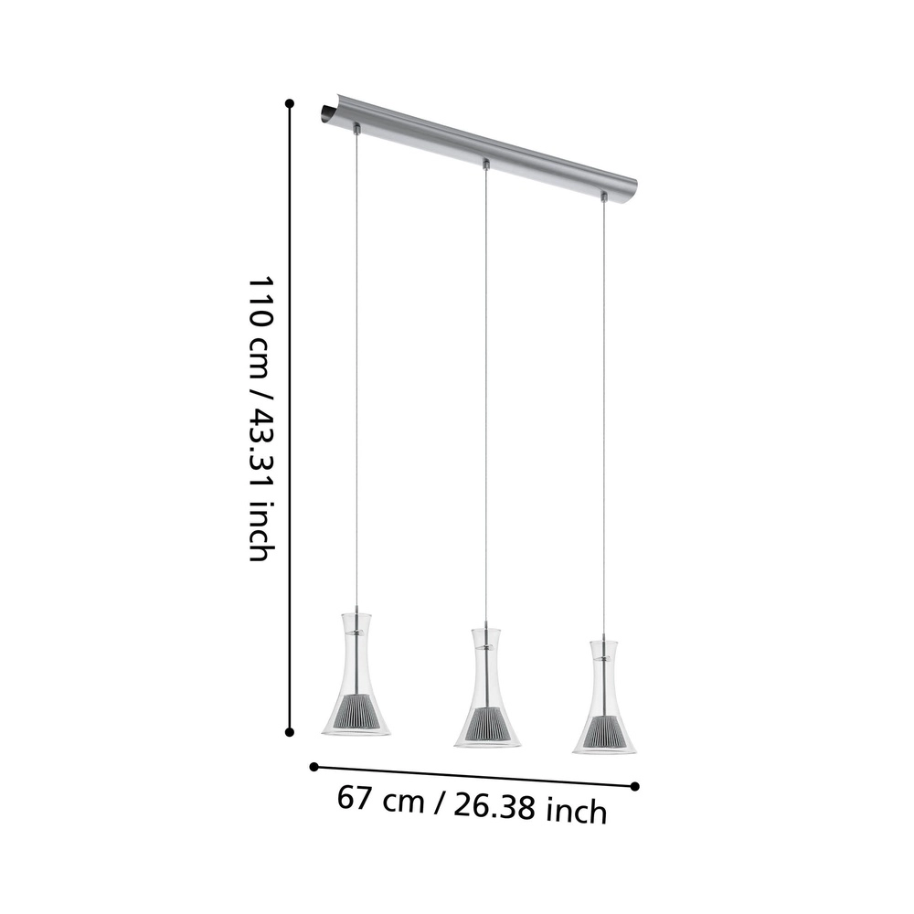 Lampe pendante à 3 lampes Musero nickel Eglo 9002759937935