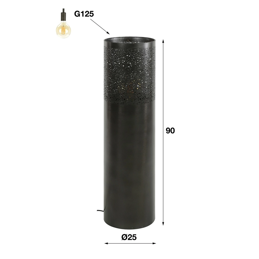 Lampe sur pied orientale Cylinder 90 cm - nickel noir Lyora 8716803511293