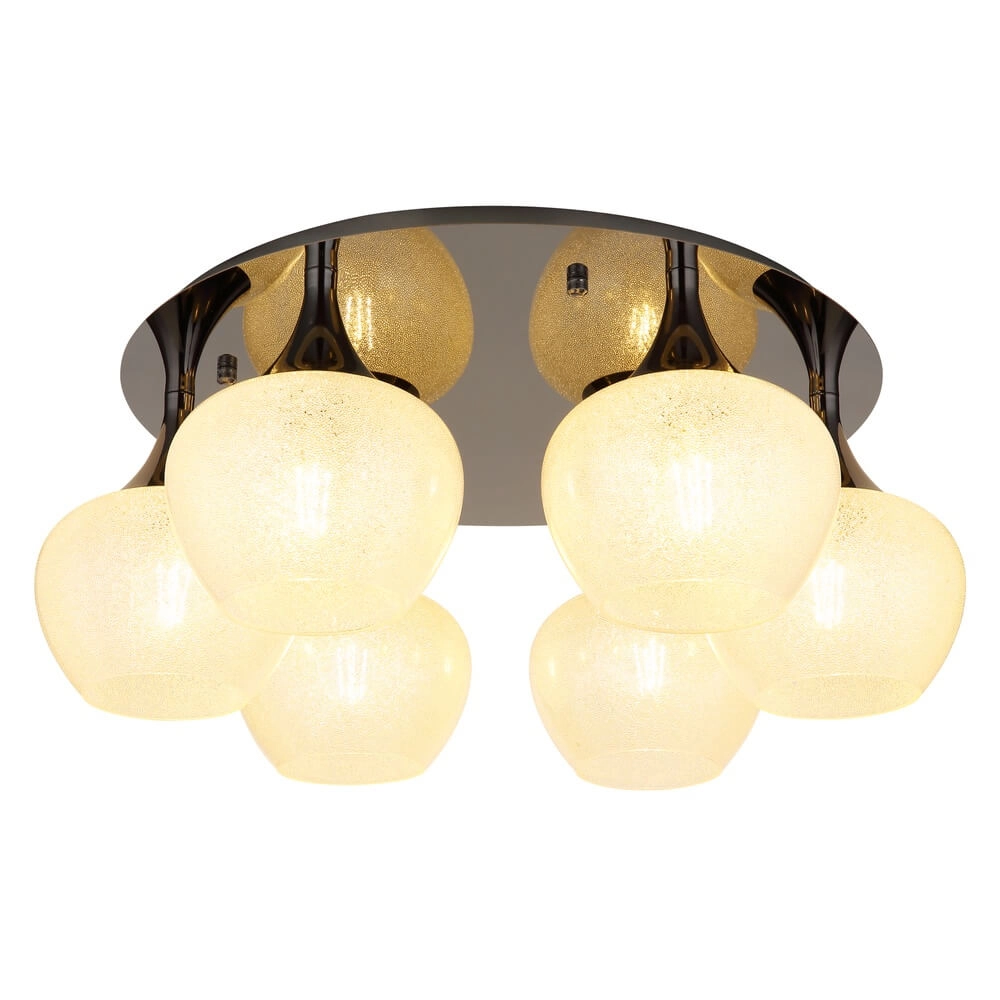 Plafonnier anthracite Maxy avec verre blanc 6 lumières Ø 65cm Plafonnier anthracite Maxy avec verre blanc 6 lumières Ø 65cm