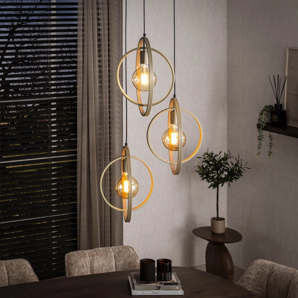 Table de salle à manger à 3 lampes suspendues Turn Ø 40 cm - sable - excl E27