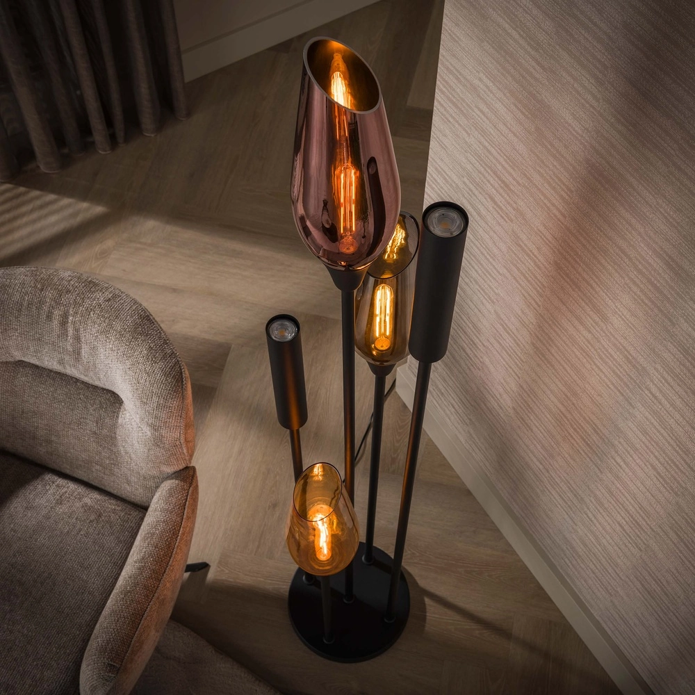 Lampadaire moderne Cocoon Noir Lyora 8716803515116