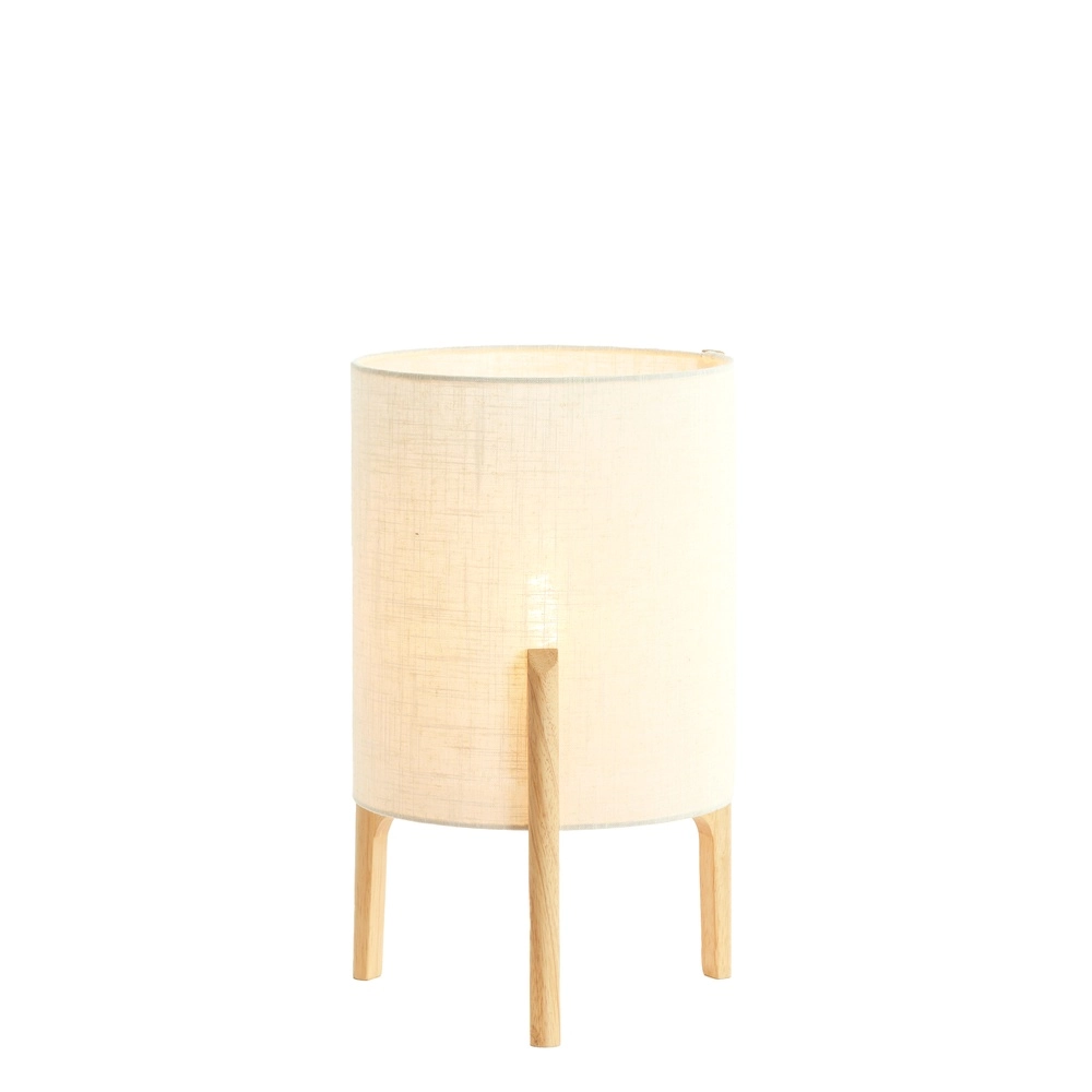 Lampe de table Litto Ø 28cm - aspect bois avec lin naturel Light & Living 8717807792701