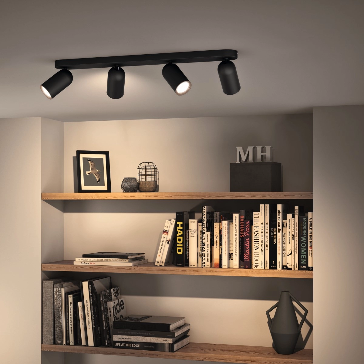 Lampe Pongee 4 lumières noir Philips 8718696164877