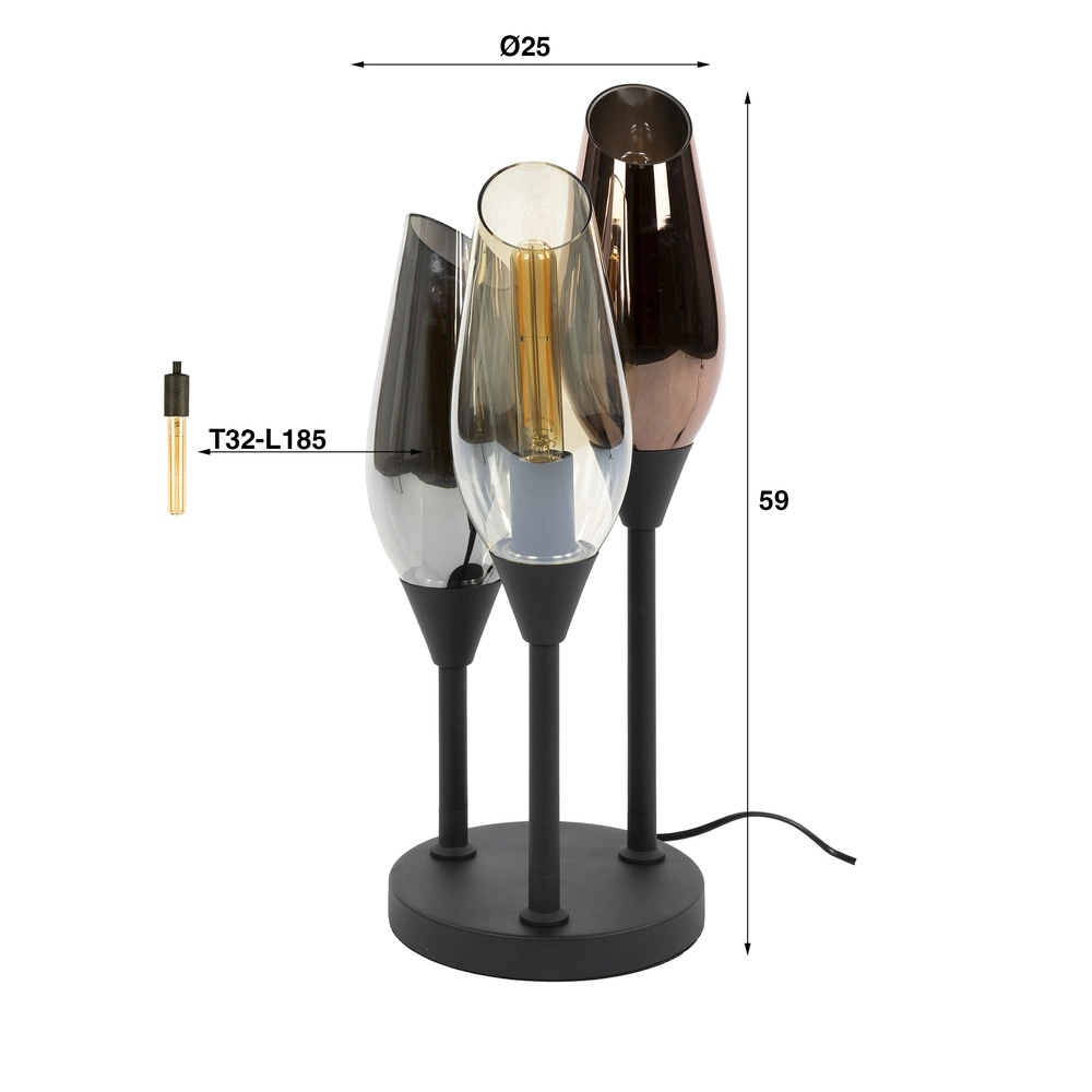 Lampe de table en verre Cocoon 3x E27 - 59cm Lyora 8716803511859