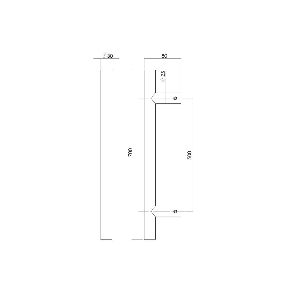Poignée de porte en forme de T Gripon Acier inoxydable 70x8cm Intersteel 8714186465004