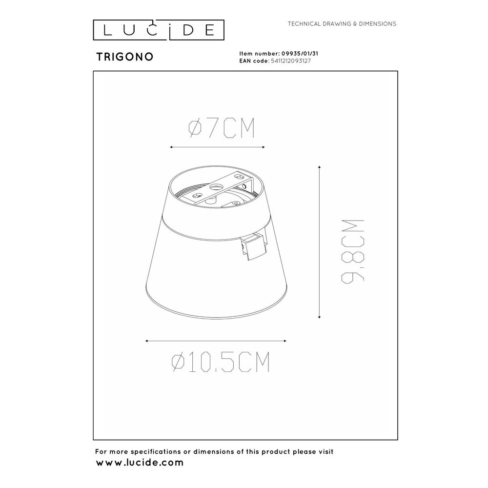 Projecteur de plafond Trigono Seulement blanc Lucide 5411212093127