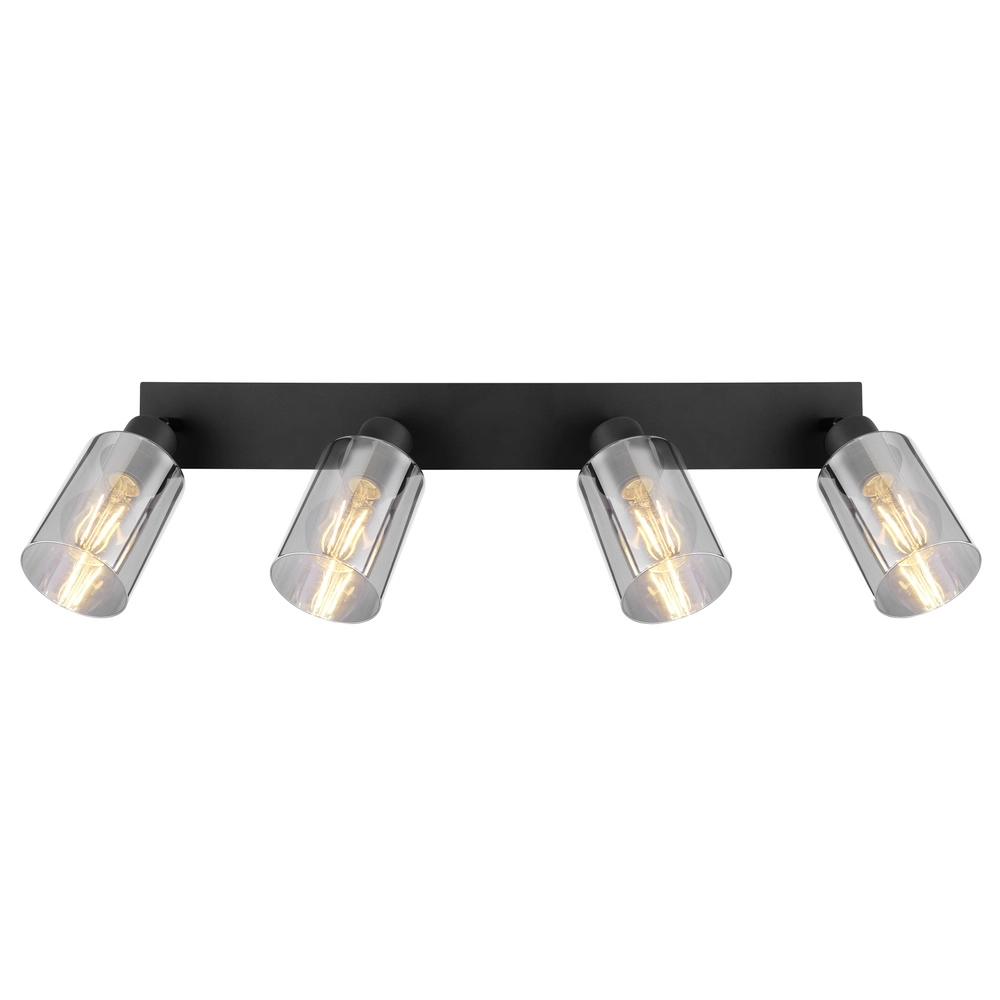 Lampe de plafond Hadera Noir 4 clairs avec verre fumé Globo 9007371431229
