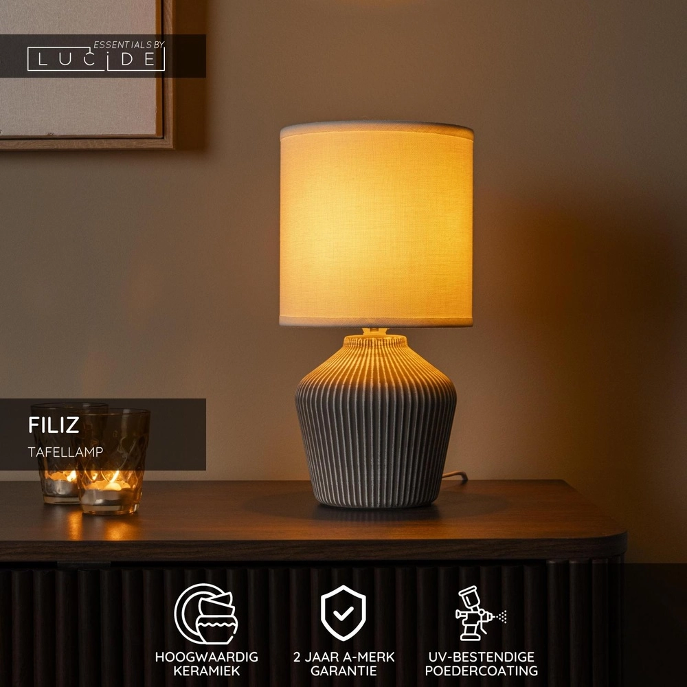Belle lampe de table Filiz Ø taupe 16 cm Lucide 5411212470355