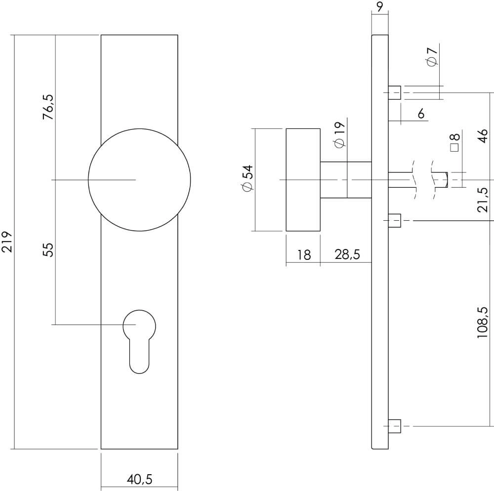 Poignée de porte droite Kurano PC 55mm acier inoxydable Intersteel 8714186346532