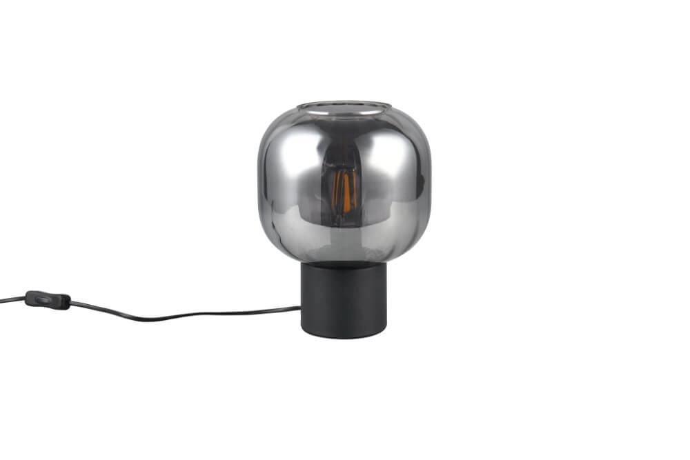 Lampe de table tendance Diva noir avec verre fumé Trio 4017807614596