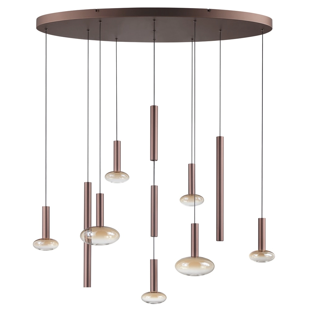 Lampe suspendue Veridian Café brun avec ovale en verre ambré Brilliant 4004353476907