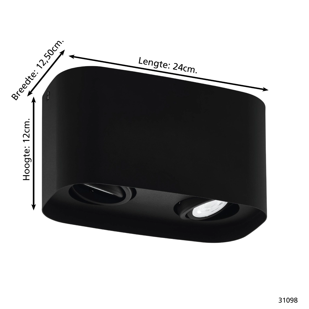 Spot apparent noir Arenzano 2 lumières Eglo 9002759310981