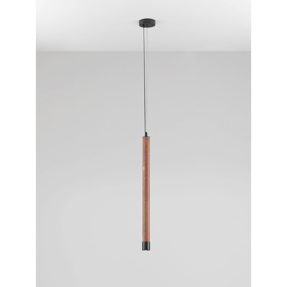 Lampe pendante moderne Muse Noir avec travertin rouge Lyora 5212017495808
