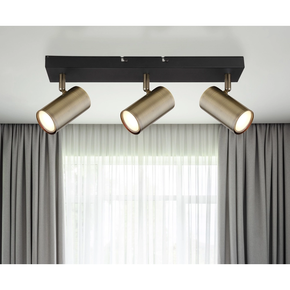 Lampe de plafond à 3 lampes Robby noir avec bronze Globo 9007371442980