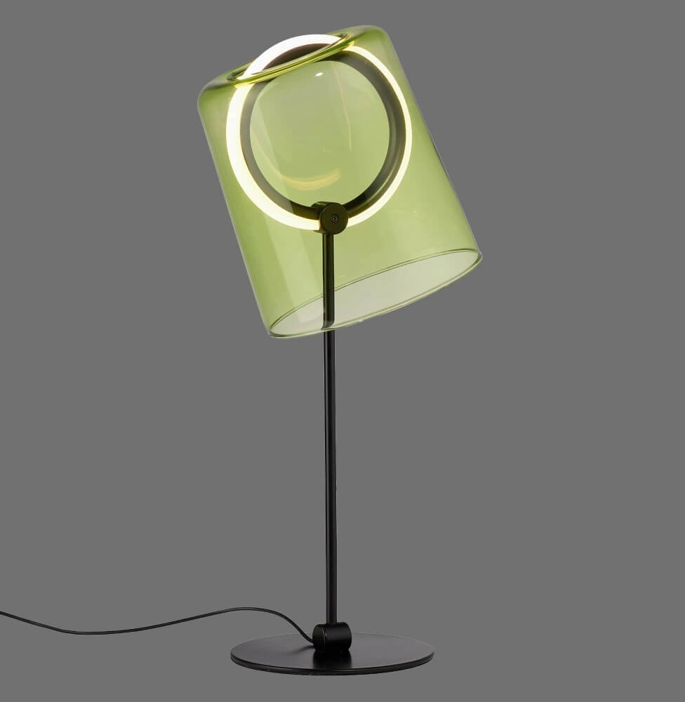 Lampe de table Zula noir avec verre vert Paul Neuhaus 4012248385876
