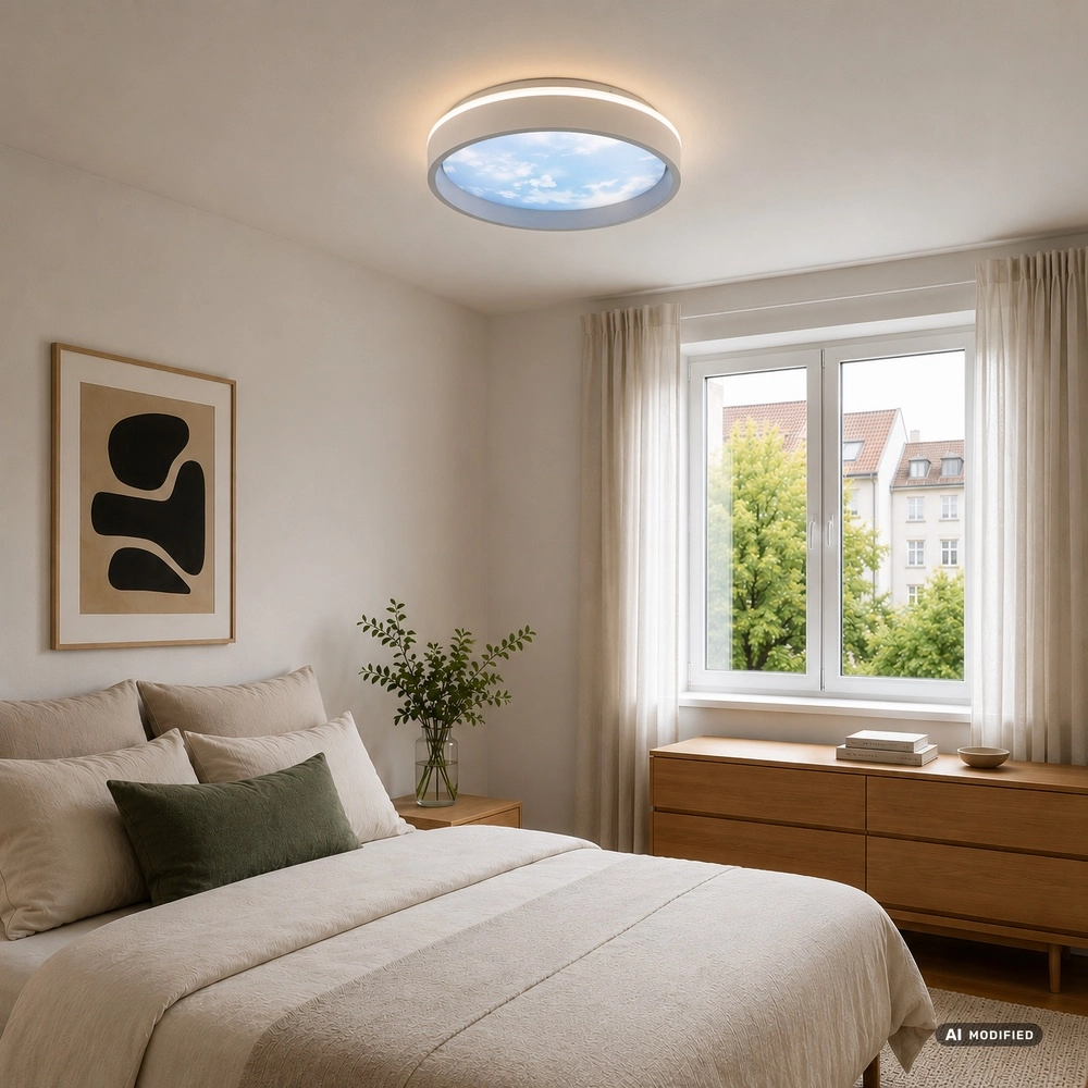 Éclairage de plafond Sky-Dream blanc avec gris Ø 39cm Brilliant 4004353473982