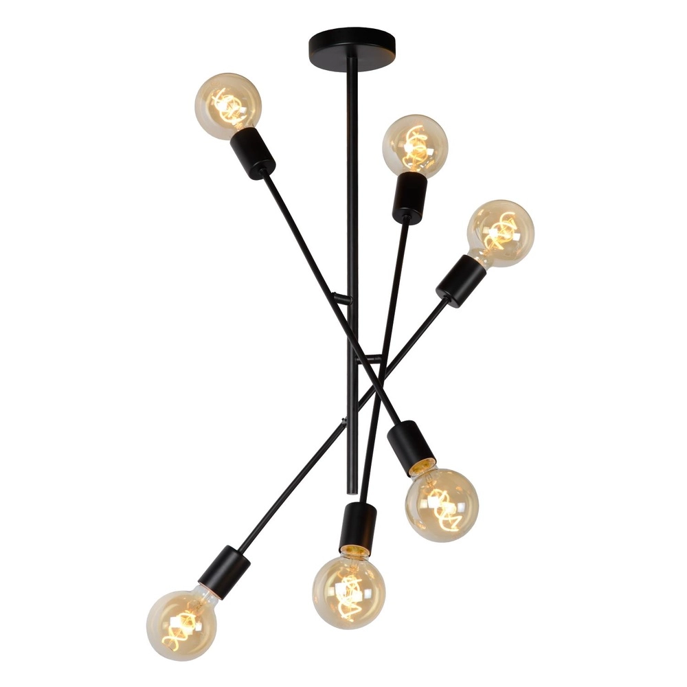 Lampe de plafond Lester Noirs à 6 feux Lucide 5411212211033