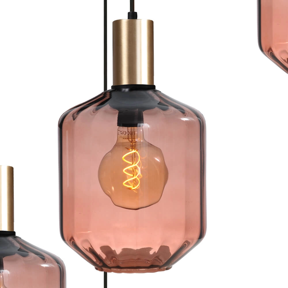 Suspension loft 5 lumières - dorée - Porto avec lunettes rouges Jagger - Ø 24cm Masterlight 8718121271101