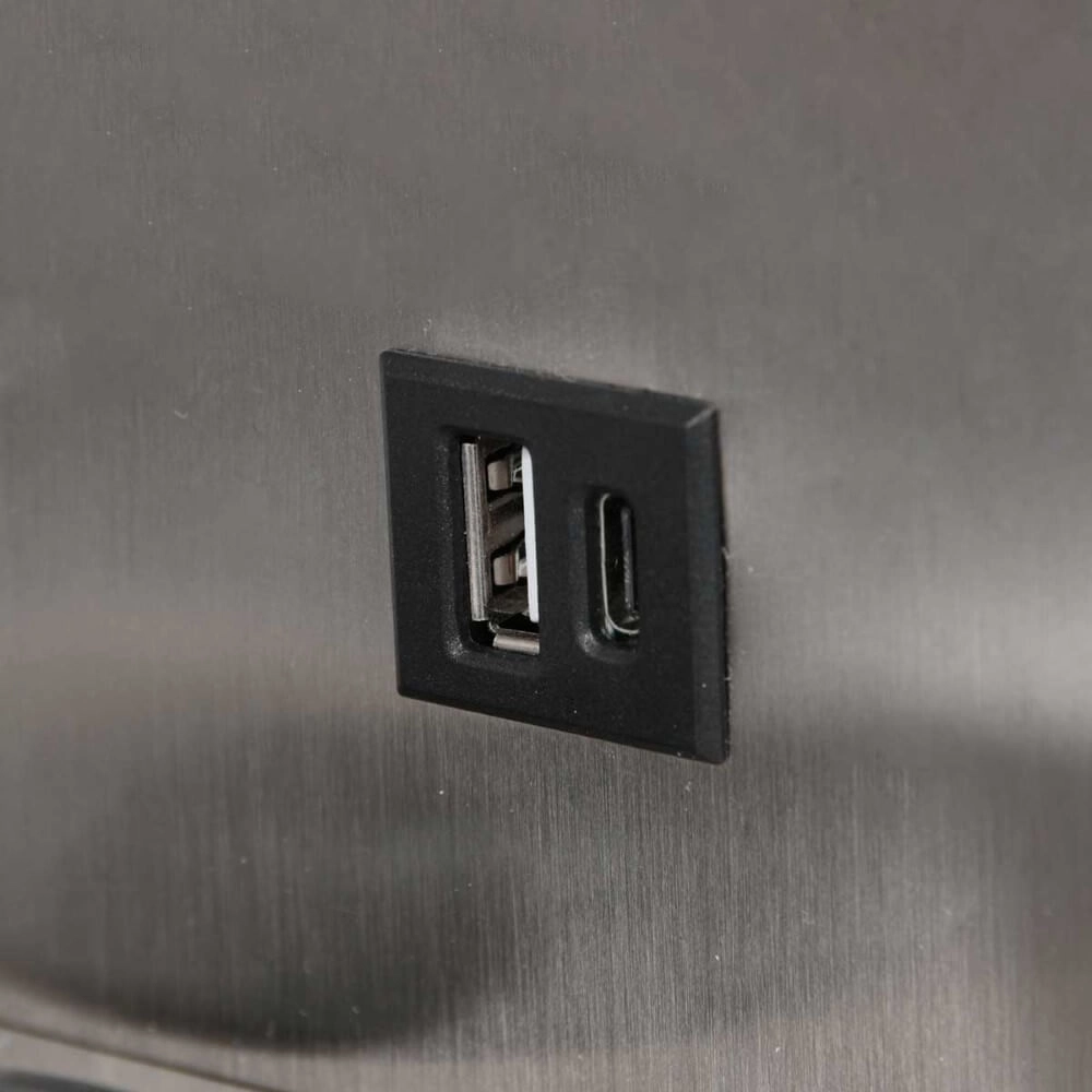 Lampe de chevet en acier inoxydable Upround avec chargeur et USB Steinhauer 8712746170443