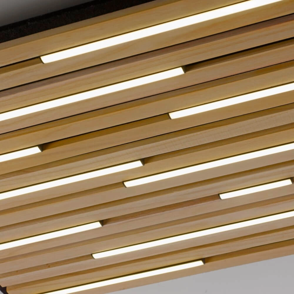 Plafonnier carré Q-Akustik bois Paul Neuhaus 4012248385388