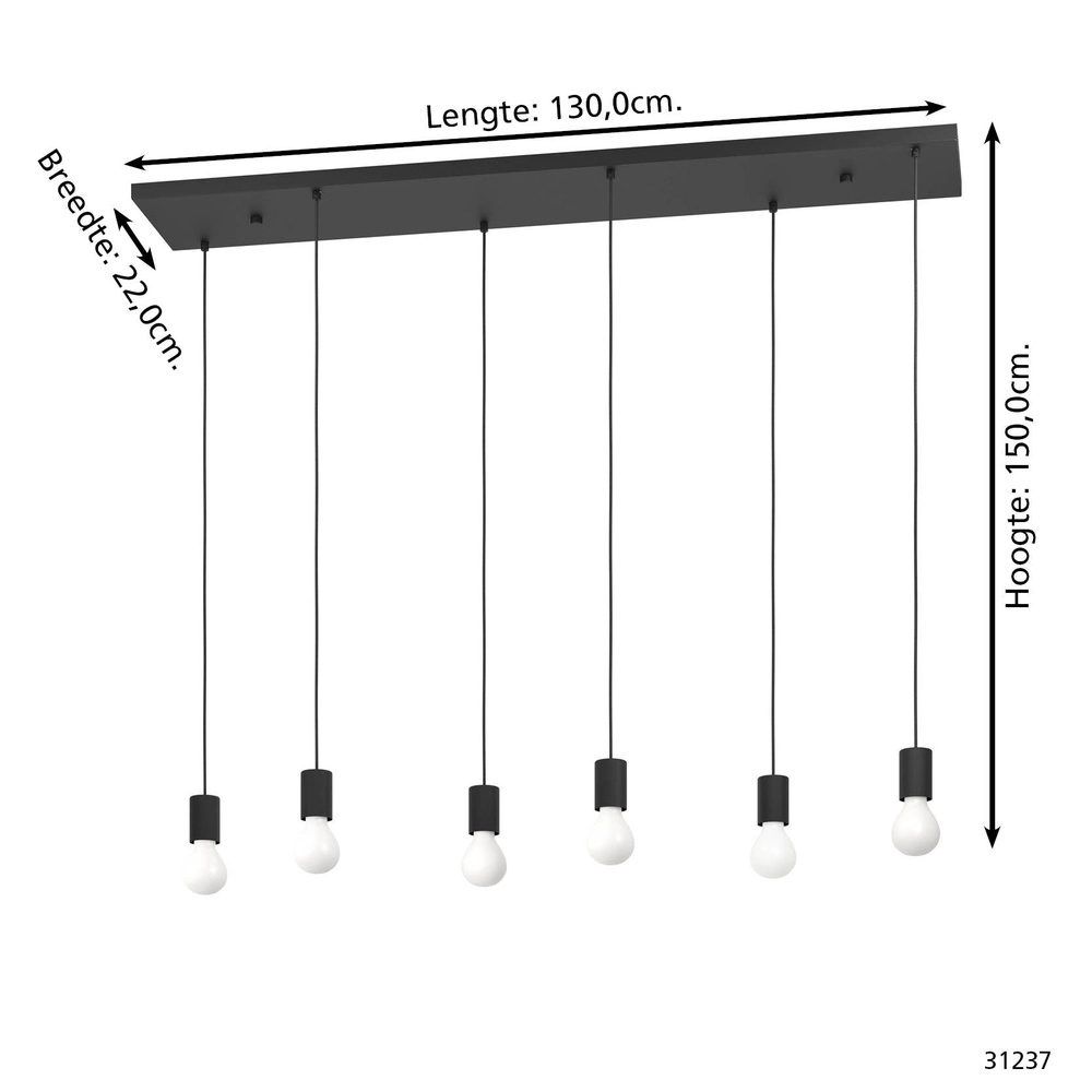 Pendentif à 6 lumières Nogalte Noir Eglo 9002759312374