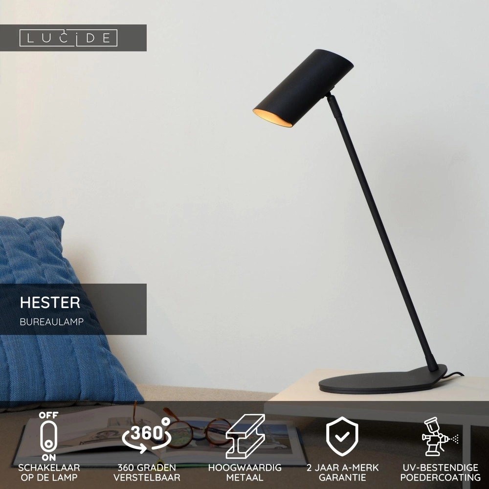 Lampe de bureau Hester anthracite Lucide 5411212193834