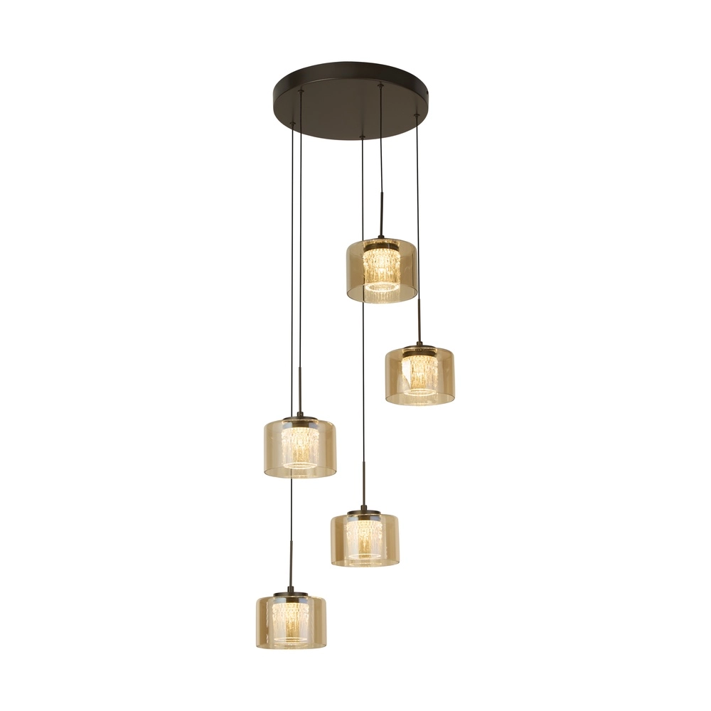 Lampe pendante de conception Tumblers Bronze 5 légers