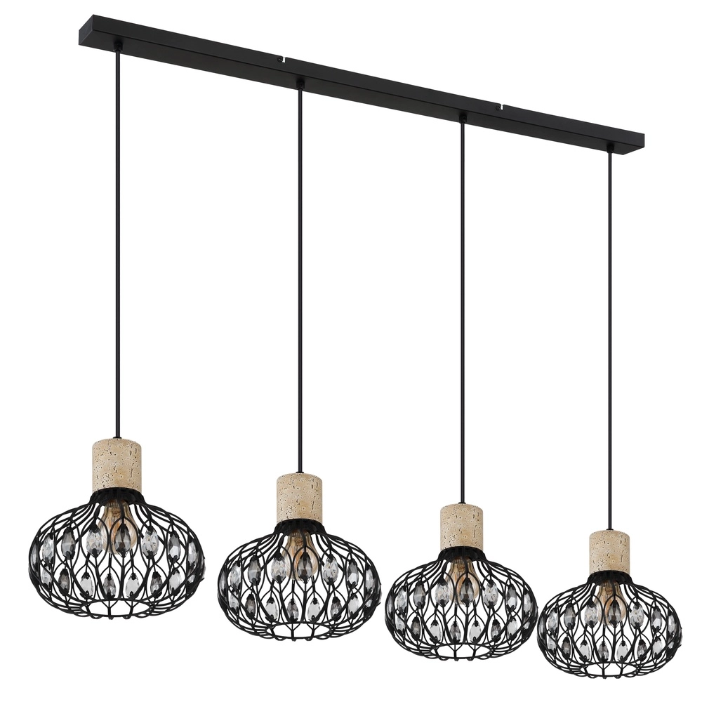 Lampe suspendue à 4 lumières Dorthy Country Black Globo 9007371572069