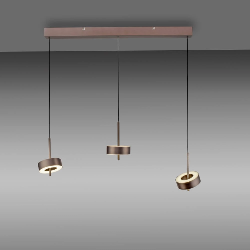 Lampe suspendue 3 lumières Q-Rotate marron moderne Paul Neuhaus 4012248383155
