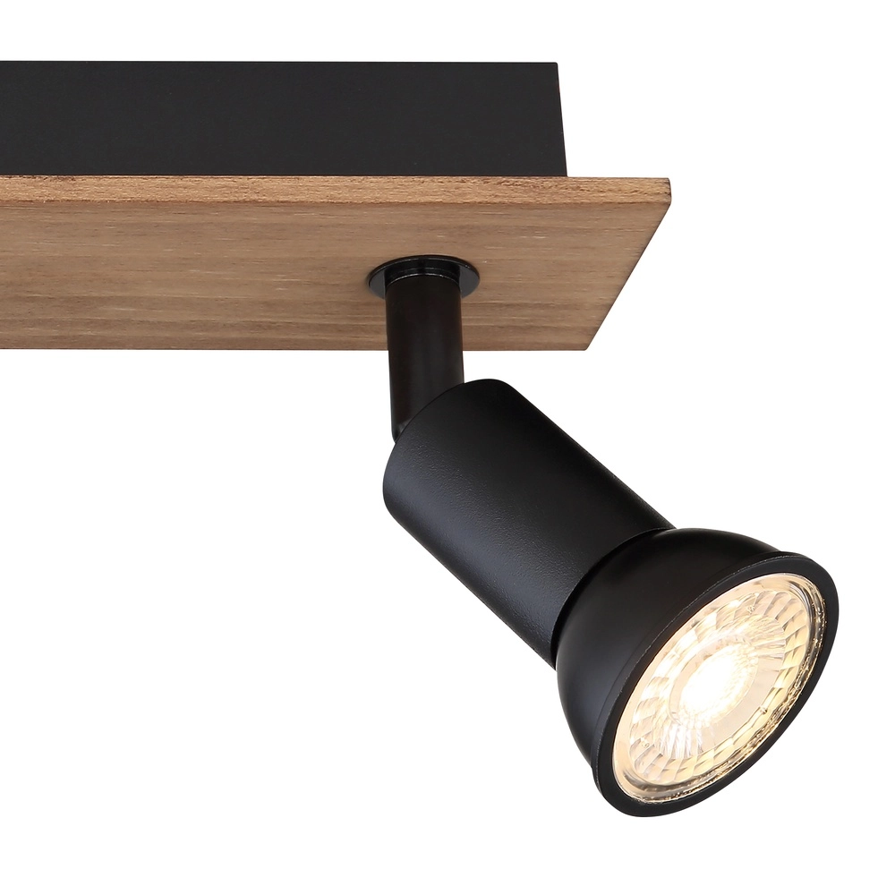 Projecteur de plafond Drew noir avec 3 lumières en bois Globo 9007371433780