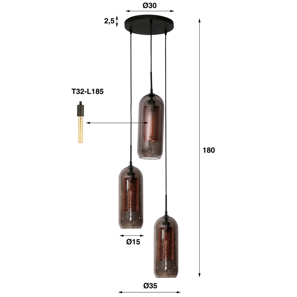 Lampe pendante de table basse Smoke Ø 35 cm Lyora 8716803512122