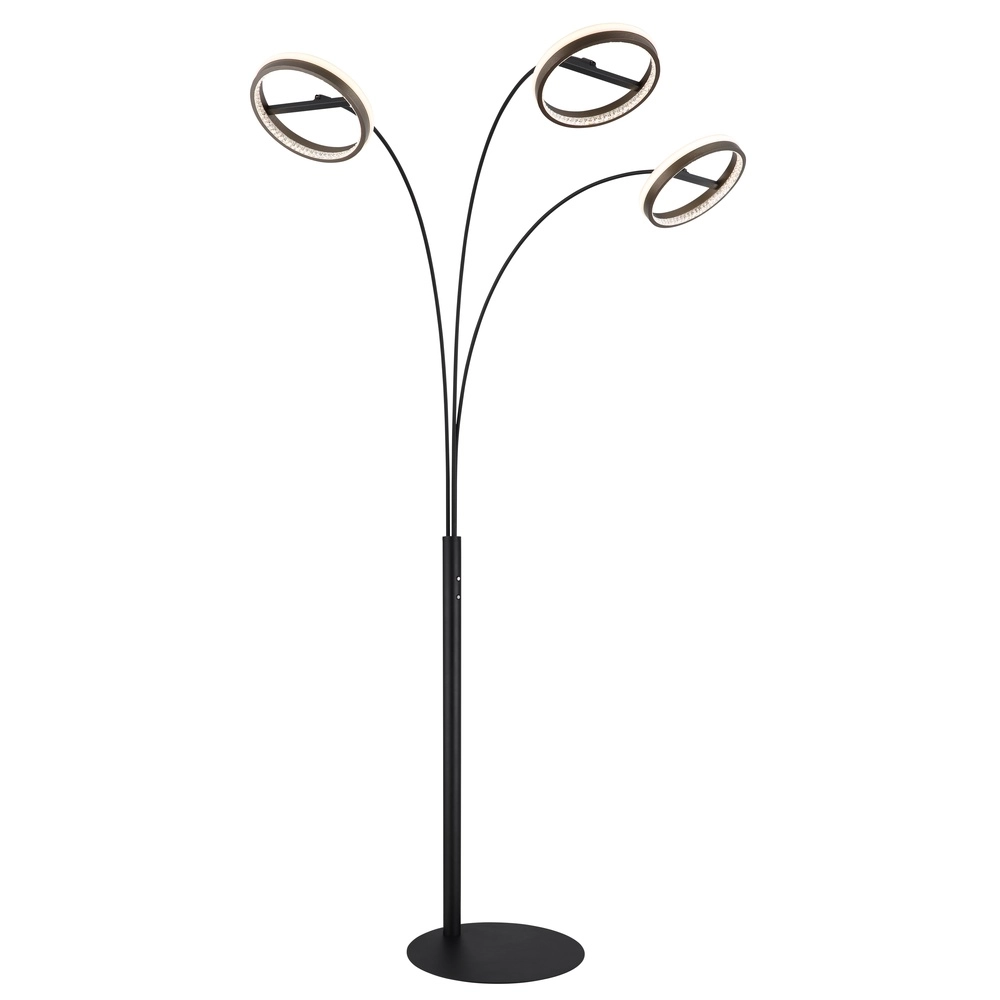 Lampadaire de conception Della Noir à 3 lumières