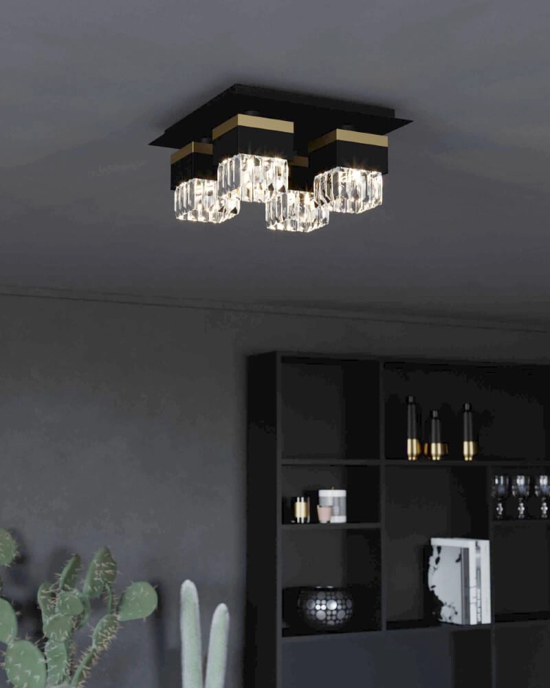 Plafonnier design Barrancas noir avec de l'or Eglo 9008606242764