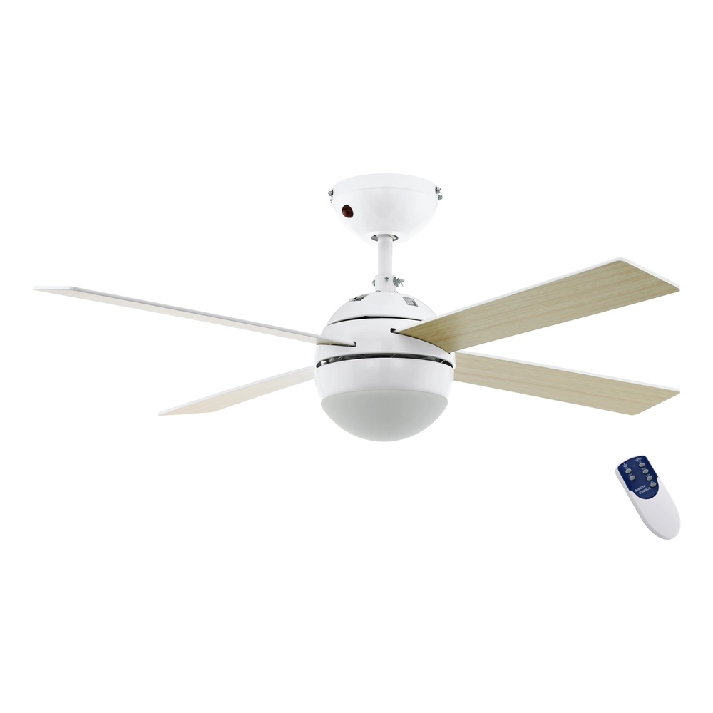 Fan Fan Blanc et bois avec lampe