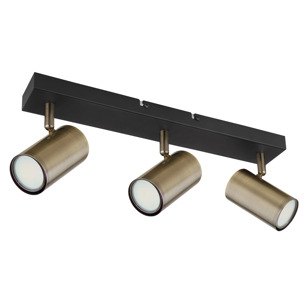 Lampe de plafond à 3 lampes Robby noir avec bronze Globo 9007371442980