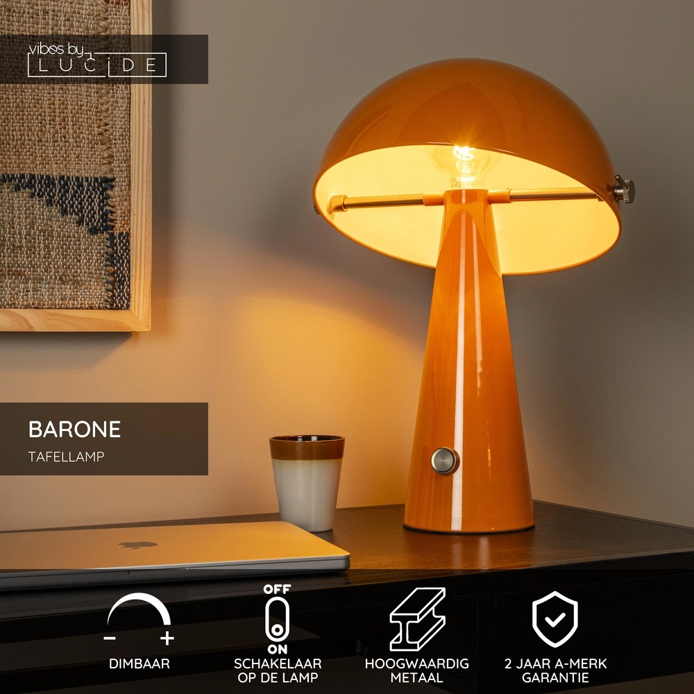 Lampe de table Barone orange Ø 38cm Lucide Vibes 5411212650122