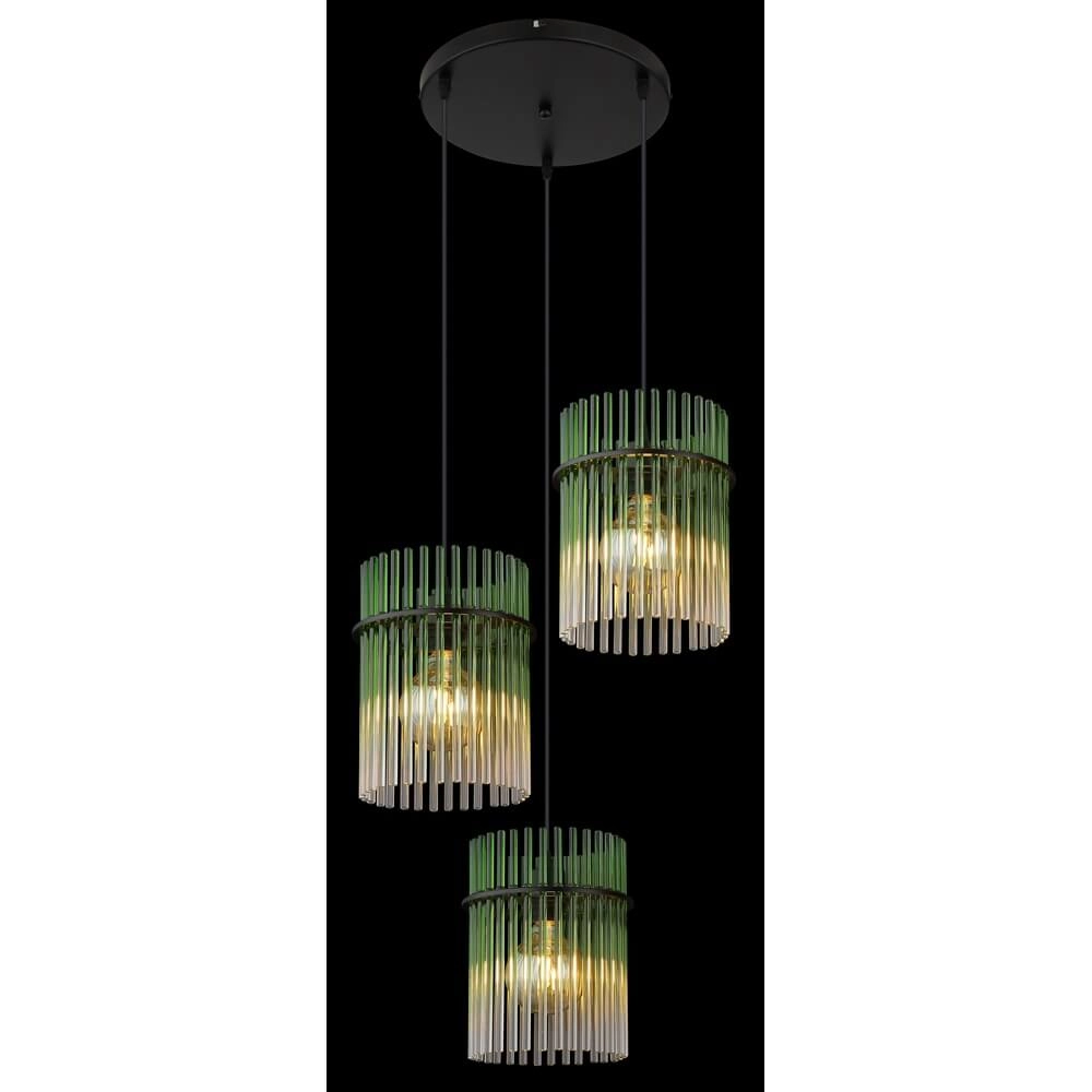 Suspension noire Gorley avec verre vert Ø 47cm Globo 9007371462988