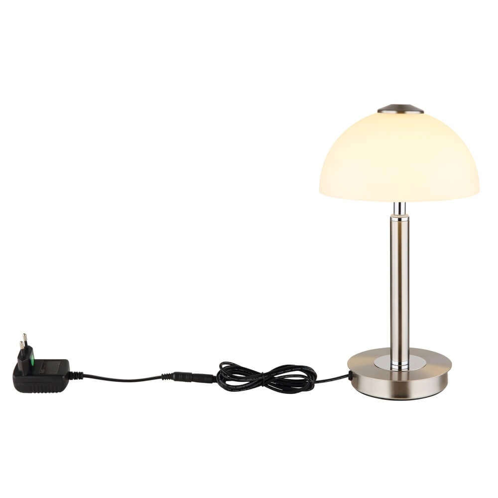 Lampe de table Uldin nickel avec verre blanc Globo 9007371446834